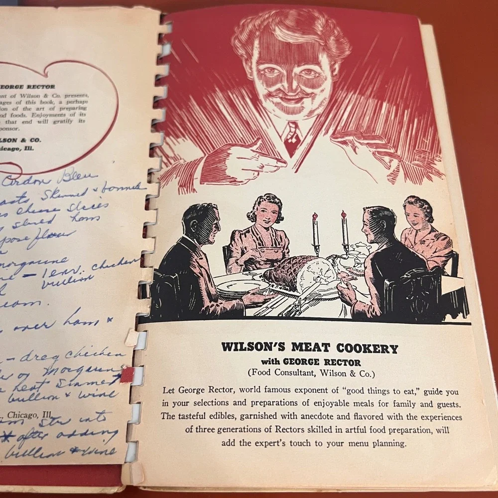 Vintage Wilsons Meat Cookery George Rector Spiral Cookbook Mid Century‎ Recipes